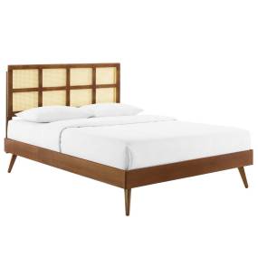 Sidney Cane and Wood King Platform Bed With Splayed Legs - East End Imports MOD-6694-WAL