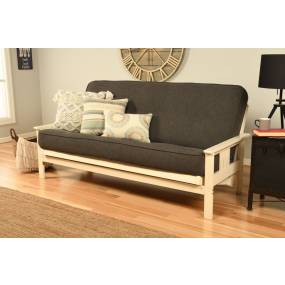 Monterey Frame - Antique White Finish - Linen Charcoal Mattress - Kodiak Furniture KFMOAWLCHATUFT4