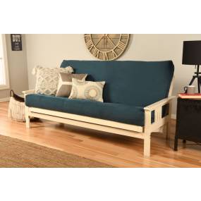 Monterey Frame - Antique White Finish - Suede Blue Mattress - Kodiak Furniture KFMOAWSNAVYTUFT4