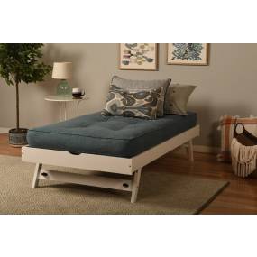 Pop Up Bed in White with Linen Aqua Mattress - PUWHLAQU2