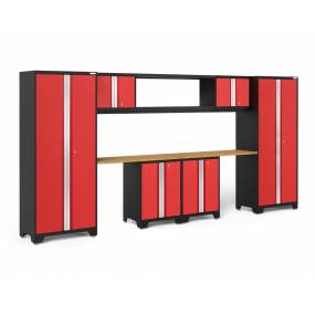 Bold Series Red 9 Piece Set (2XLWB, 48" Integrated Display Shelf, 2X48" BAM) - New Age Products 50682