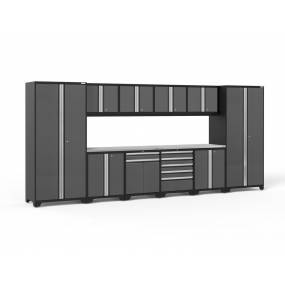 Pro Series Gray 12 Piece Set (LWWB, Base Cabinet, LWWT, Split Cabinet, 2x56" SS) - New Age Products 52154