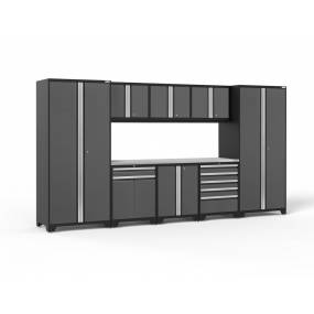 Pro Series Gray 9 Piece Set (Split Cabinet, LWT, LWWB, 84" SS) - New Age Products 52162