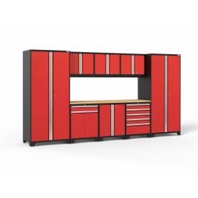 Pro Series Red 9 Piece Set (Split Cabinet, LWT, LWWB, 84" BAM) - New Age Products 52266