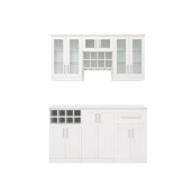 Home Bar Series 63-in W x 85-in H White 7 Piece Wine and Bar Cabinet Set - New Age Products 61288