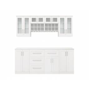 Home Bar Series 84-in W x 85-in H White 9 Piece Wine and Bar Cabinet Set - New Age Products 61652