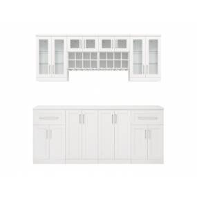 Home Bar Series 84-in W x 85-in H White 9 Piece Wine and Bar Cabinet Set - New Age Products 62093