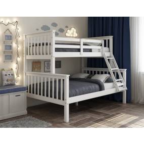 100% Solid Wood Twin Over Full Mission Bunk Bed, White - Palace Imports 4141