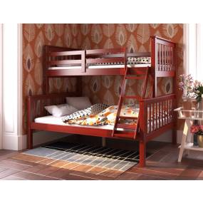 100% Solid Wood Twin Over Full Mission Bunk Bed, Mahogany - Palace Imports 4142
