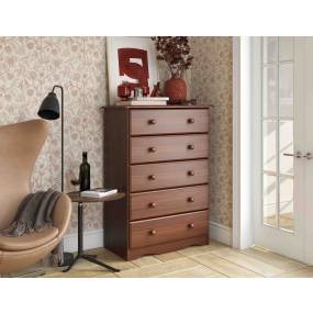 100% Solid Wood Five Drawer Chest, Mocha - Palace Imports 53103
