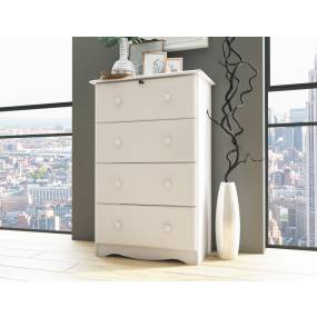 100% Solid Wood 4-Jumbo Drawer Chest with Lock, White - Palace Imports 5341