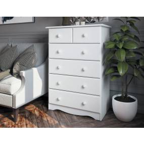 100% Solid Wood 6-Drawer Chest, White - Palace Imports 5361