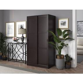 100% Solid Wood 2-Sliding Door Wardrobe, Java - Palace Imports 5666