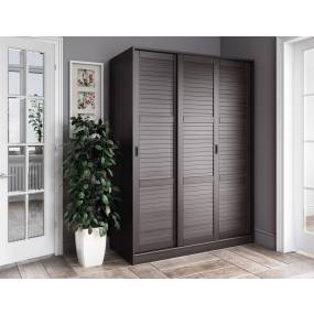 100% Solid Wood 3-Sliding Door Wardrobe, Java - Palace Imports 5676