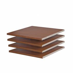 100% Solid Wood Set of 4 Shelves ONLY for Family Wardrobes, Mocha - Palace Imports 5973