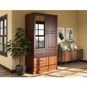 100% Solid Wood Metro Wardrobe with Mirrored Door, Mocha - Palace Imports 7103