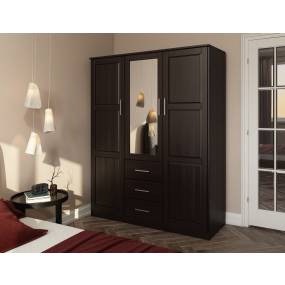 100% Solid Wood Cosmo Wardrobe with Mirrored Door, Java - Palace Imports 7116
