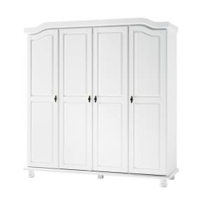 100% Solid Wood Kyle 4-Door Wardrobe, White – Palace Imports 8201D
