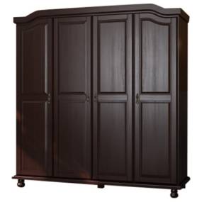100% Solid Wood Kyle 4-Door Wardrobe, Java - Palace Imports 8206