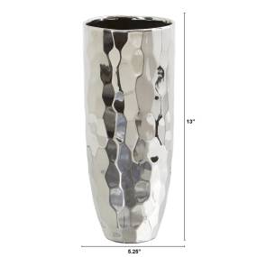 13in. Designer Silver Cylinder Vase - Nearly Natural 0760-S1