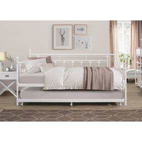 Samantha Twin Size White Metal Daybed With Trundle - CasePiece USA  C50016-021