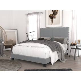 Julissa Chrome Nail head Full Upholstered Bed in Light Grey - CasePiece USA  C80008-311