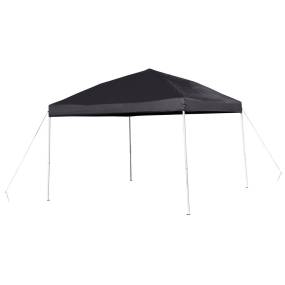 10'x10' Black Outdoor Pop Up Event Slanted Leg Canopy Tent with Carry Bag [JJ-GZ1010-BK-GG] - Flash Furniture JJ-GZ1010-BK-GG