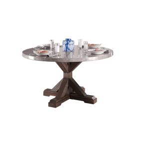 Justeen Rustic Faux Marble Top Round Dining Table - Furniture of America IDF-3429RT