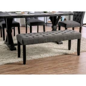 Lorton Rustic Button Tufted Bench in Gray - Furniture of America IDF-3735GY-BN