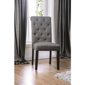 Lorton Rustic Button Tufted Side Chairs in Gray (Set of 2) - Furniture of America IDF-3735GY-SC
