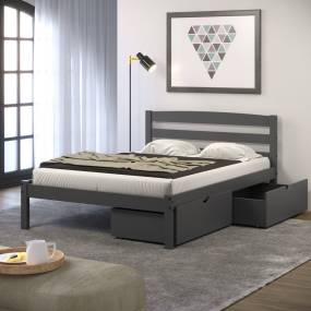 FULL ECONO BED WITH DUAL UNDER BED DRAWERS DARK GREY FINISH  - Donco 575-FDG_505-DG