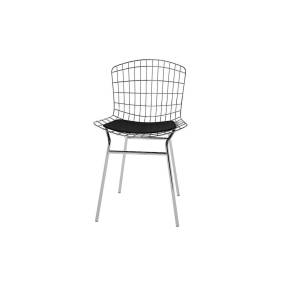Madeline Metal Chair with Seat Cushion in Silver and Black - Manhattan Comfort 65-197AMC1