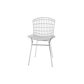 Madeline Metal Chair with Seat Cushion in Silver and White - Manhattan Comfort 65-197AMC2