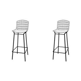 Madeline 41.73" Barstool, Set of 2 with Seat Cushion in Black and White - Manhattan Comfort 65-2-198AMC4