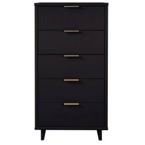 Granville Tall 23.62" Modern Narrow Dresser with 5 Full Extension Drawers in Black - Manhattan Comfort DR-5002