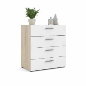 Pepe 4 Drawer Chest in Oak Structure and White High Gloss - Tvilum 70505AKUU