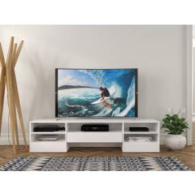  Rustik TV Stand In  72-inch With 1 Drawer In White - Nexera 109003
