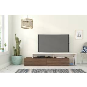  Tonik TV Stand In 72-inch In Walnut & White - Nexera 112040
