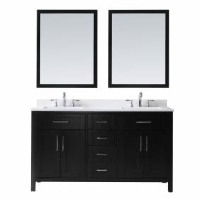 OVE Decors Tahoe 60-in Espresso Double Sink 2-Mirror Bathroom Vanity with White Cultured Marble Top - Ove Decors 15VKC-TAHB60-C69FY