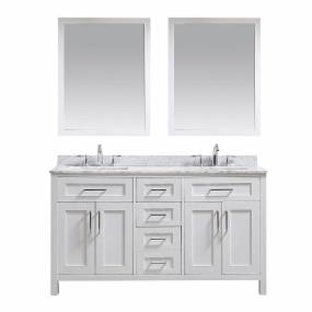 OVE Decors Tahoe 60-in White Double Sink 2-Mirror Bathroom Vanity with White Carrara Natural Marble Top - Ove Decors 15VKC-TAHO60-007FY
