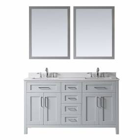 OVE Decors Tahoe 60-in Dove Gray Double Sink 2-Mirror Bathroom Vanity with White Cultured Marble Top - Ove Decors 15VKC-TAHO60-039FY