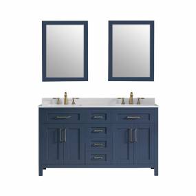 OVE Decors Tahoe 60-in Midnight Blue Double Sink 2-Mirror Bathroom Vanity with White Cultured Marble Top - Ove Decors 15VKC-TAHO60-045FY