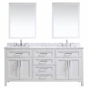 OVE Decors Tahoe 72-in White Double Sink 2-Mirror Bathroom Vanity with White Carrara Natural Marble Top - Ove Decors 15VKC-TAHO72-007FY