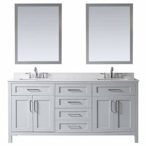 OVE Decors Tahoe 72-in Dove Grey Double Sink 2-Mirror Bathroom Vanity with White Cultured Marble Top - Ove Decors 15VKC-TAHO72-039FY