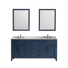 OVE Decors Tahoe 72-in Midnight Blue Double Sink 2-Mirror Bathroom Vanity with Bombay White Cultured Marble Top - Ove Decors 15VKC-TAHO72-045FY