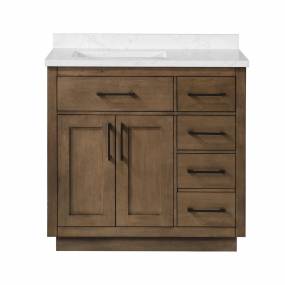 OVE Decors Athea 36 in. Single Sink Bathroom Vanity with Cultured Marble Countertop, Almond Latte Finish With Power Bar and Black Hardware - Ove Decors 15VVA-ALON36-059EI