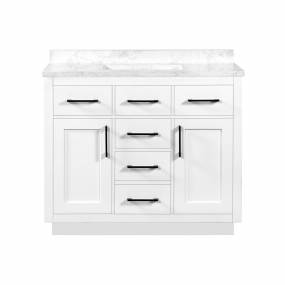 OVE Decors Athea 42 in. Single Sink Bathroom Vanity with Cultured Marble Countertop, White Finish With Power Bar and Black Hardware - Ove Decors 15VVA-ALON42-007EI
