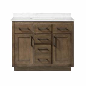 OVE Decors Athea 42 in. Single Sink Bathroom Vanity with Cultured Marble Countertop, Almond Latte Finish With Power Bar and Black Hardware - Ove Decors 15VVA-ALON42-059EI