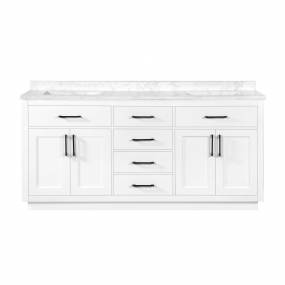 OVE Decors Athea 72 in. Double Sink Bathroom Vanity with Cultured Marble Countertop, White Finish With Power Bar and Black Hardware - Ove Decors 15VVA-ALON72-007EI