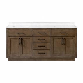 OVE Decors Athea 72 in. Double Sink Bathroom Vanity with Cultured Marble Countertop, Almond Latte Finish With Power Bar and Black Hardware - Ove Decors 15VVA-ALON72-059EI